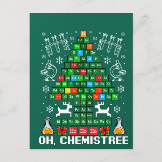 Cartão Postal Oh Chemistree Christmas Chemistry Science Periodic (Frente)
