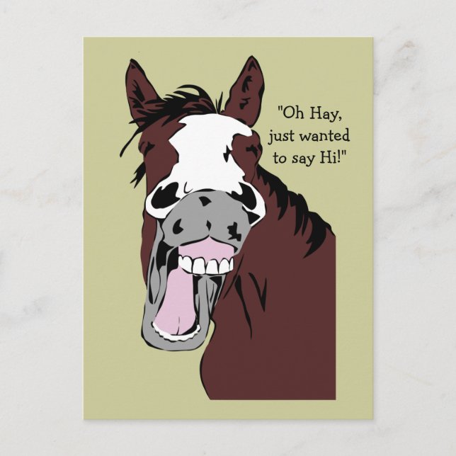 Cartão Postal Oh hay just wanted to say Hi Horse Cartoon (Frente)