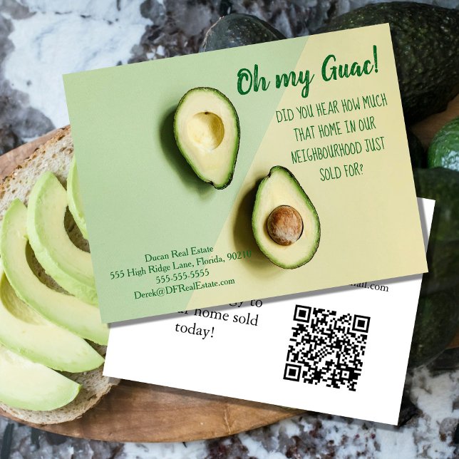 Cartão Postal Oh My Guac Realtor Postcard avocado (Criador carregado)