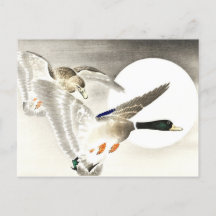 Ohara Koson Japonês Dois Patos Na Lua Completa