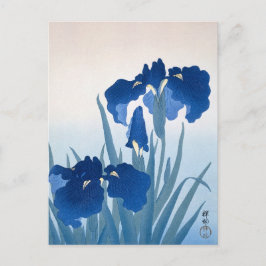 Cartão Postal Ohara Koson, Vintage Japonês Blue Irissa Aniversár