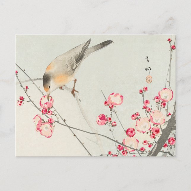 Cartão Postal ohara koson's Japanese painting postcard,小原古邨の日本画 (Frente)