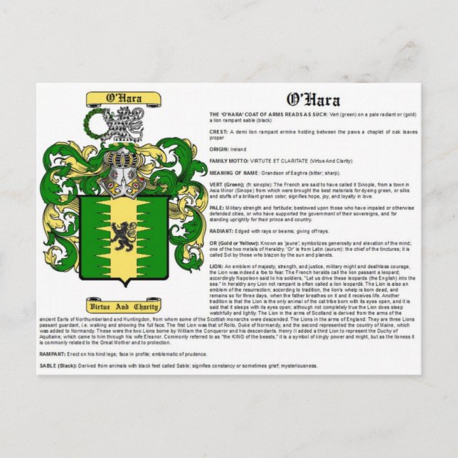 Cartão Postal o'hara (significado) (Frente)