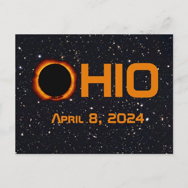 Cartão Postal Ohio 2024 Eclipse Solar Total (Frente)