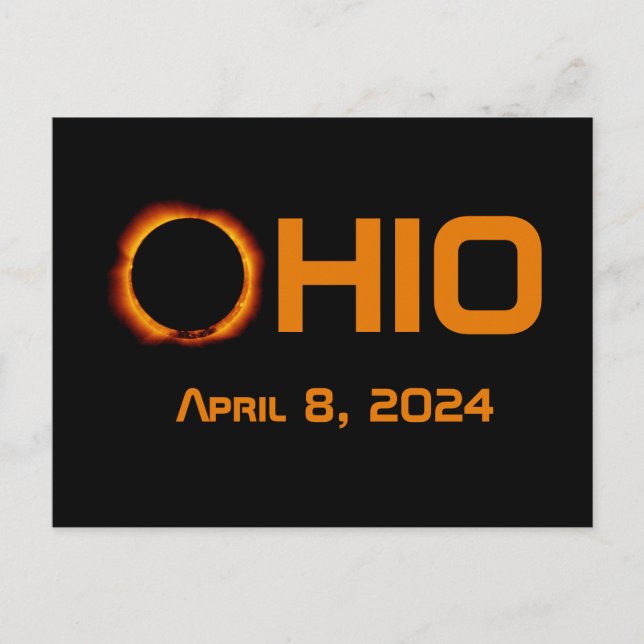 Cartão Postal Ohio 2024 Eclipse Solar Total (Frente)
