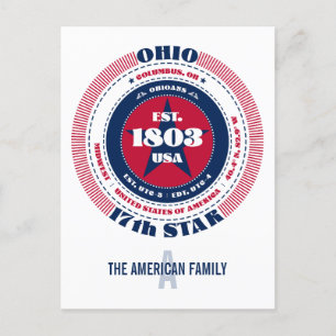 Cartão Postal Ohio, Colombo, OH, Patriótico, Monograma