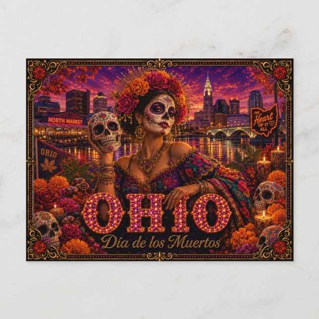 Cartão Postal Ohio Dia dos Mortos Retro (Frente)