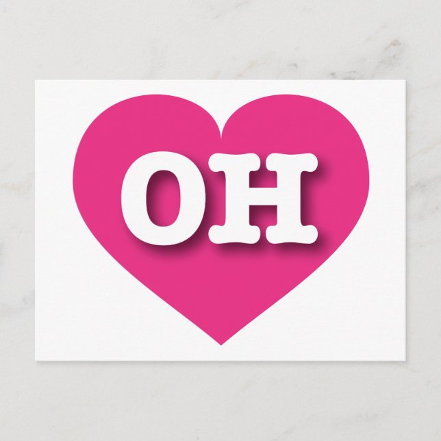 Cartão Postal Ohio Hot Pink Heart - Eu amo OH (Frente)