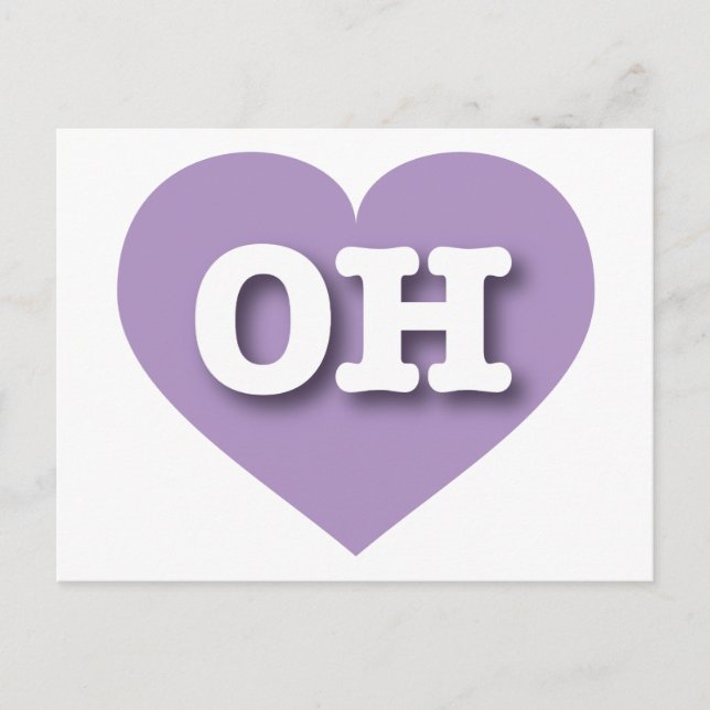 Cartão Postal Ohio Lavanda Heart - Eu amo OH (Frente)