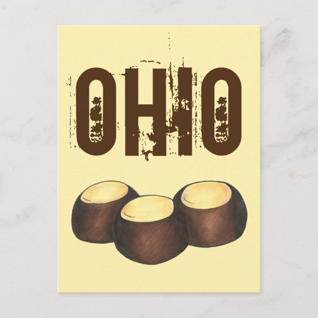 Cartão Postal Ohio OH Peanut Butter Buckeye Buck Eye Nut Candy (Frente)