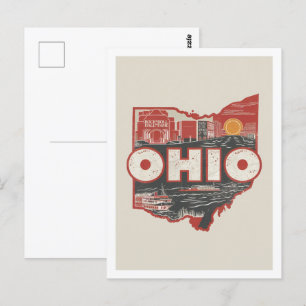 Cartão Postal Ohio Retro Viagem Design Iconic Estados Unidos