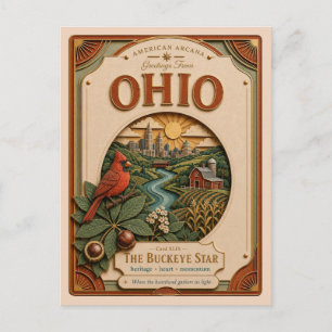 Cartão Postal Ohio Vintage Paper Cut American Arcana