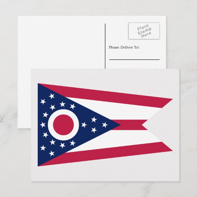 Cartão Postal Ohioan Flag, Flag of Ohio (Frente/Verso)