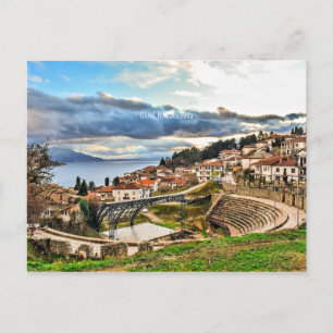 Cartão Postal Ohrid, visão panorâmica da Macedônia