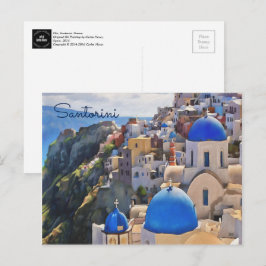 Cartão Postal Oia, Santorini. Cartão-postal de pintura de grécia