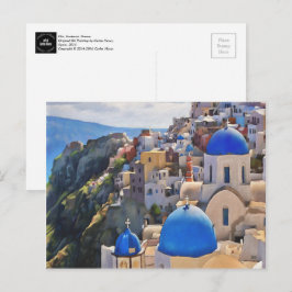 Cartão Postal Oia, Santorini. Cartão-postal de pintura de grécia