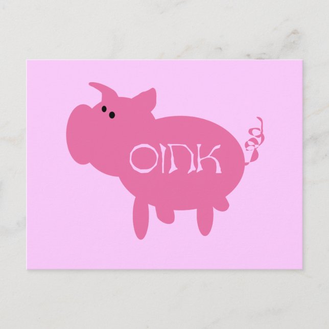 Cartão Postal Oink Pink Pig Camisetas e presentes (Frente)