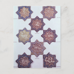 Cartão Postal Oito azulejos decorados com animais