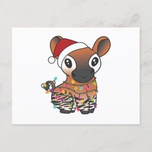 Cartão Postal Okapi Christmas Snow Winter Animais Okapis Postcar