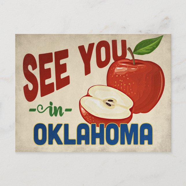 Cartão Postal Oklahoma Apple - Viagens vintage (Frente)