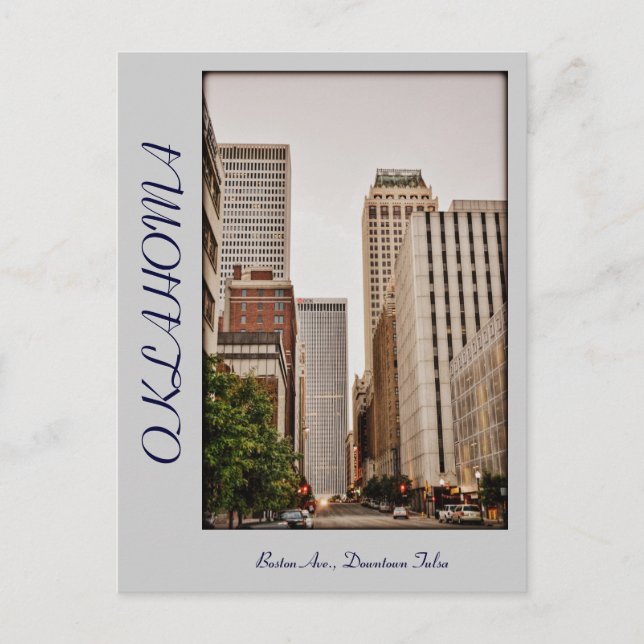 Cartão Postal Oklahoma, Centro Tulsa, Boston Ave, (Frente)