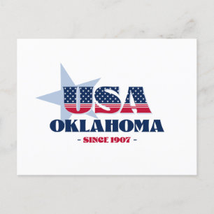 Cartão Postal Oklahoma em Red, White e Blue Postcard
