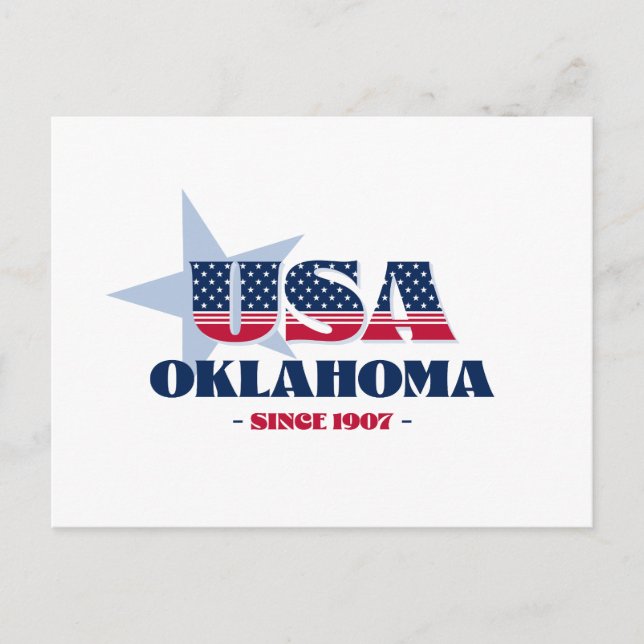 Cartão Postal Oklahoma em Red, White e Blue Postcard (Frente)