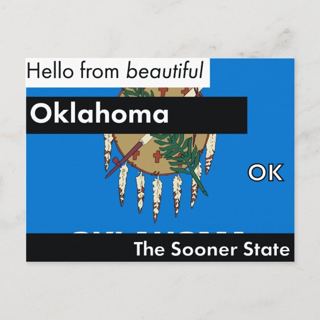 Cartão Postal Oklahoma O Estado Mais Cedo (Frente)