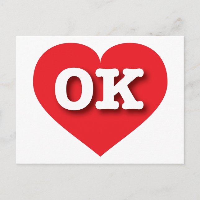 Cartão Postal Oklahoma Red Heart - Eu amo OK (Frente)