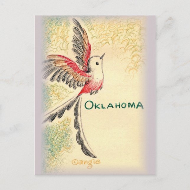 Cartão Postal Oklahoma Scissortail Bird (Frente)