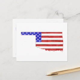 Cartão Postal Oklahoma Shapped Patriotic Oklahoman American Flag