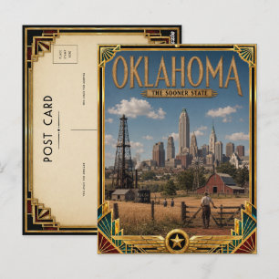 Cartão Postal Oklahoma Vintage Art Deco Era de Ouro