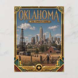 Cartão Postal Oklahoma Vintage Art Deco Era de Ouro