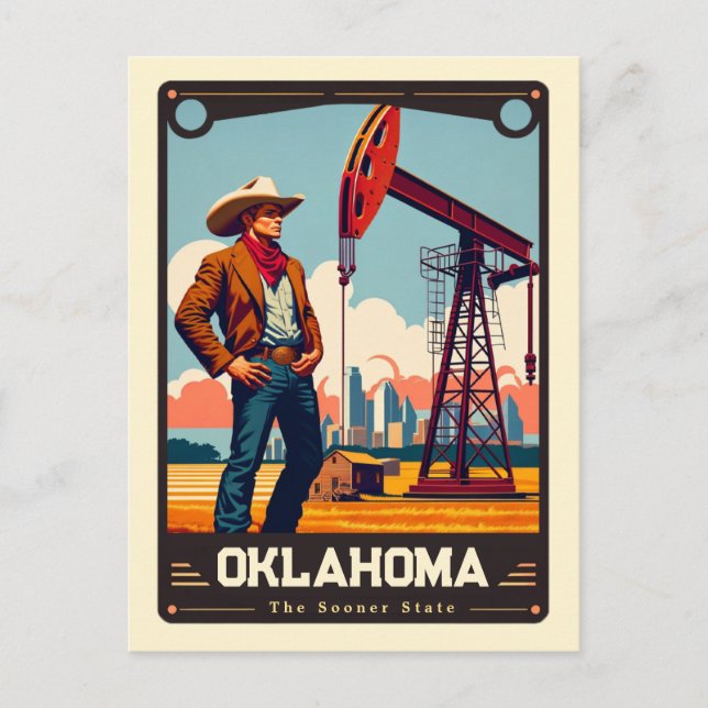 Cartão Postal Oklahoma | Vintage espirituosa patriótica (Frente)