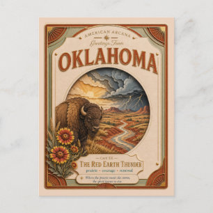 Cartão Postal Oklahoma Vintage Paper Cut American Arcana
