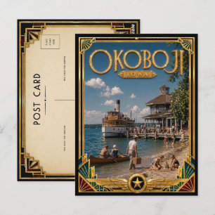 Cartão Postal Okoboji Iowa Vintage Art Deco Era de Ouro