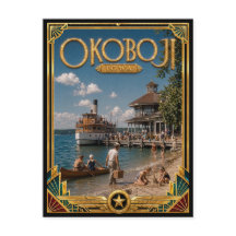 Okoboji Iowa Vintage Art Deco Era de Ouro