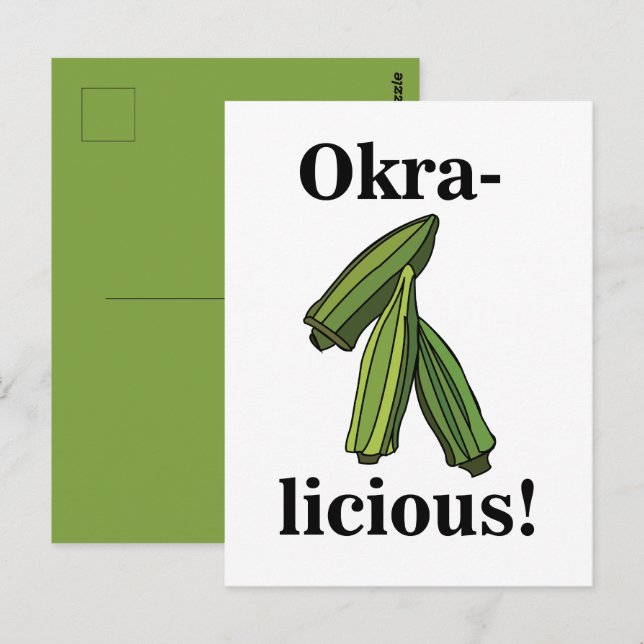 Cartão Postal Okra Vegetariana Comida (Frente/Verso)