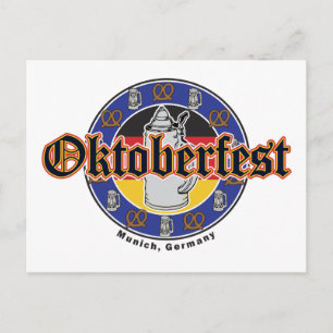 Cartão Postal Oktoberfest Beer e Pretzels