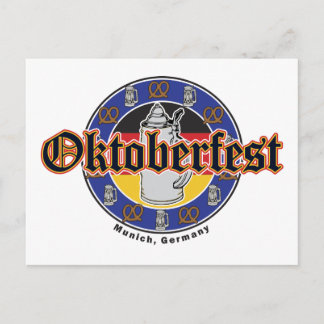 Cartão Postal Oktoberfest Beer e Pretzels