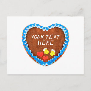 Cartão Postal Oktoberfest Lebkuchen Coração com espaço de cópia