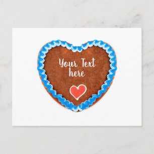 Cartão Postal Oktoberfest Lebkuchen Herz mit Copy espaço