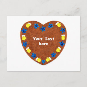 Cartão Postal Oktoberfest Lebkuchen Herz mit Copy espaço