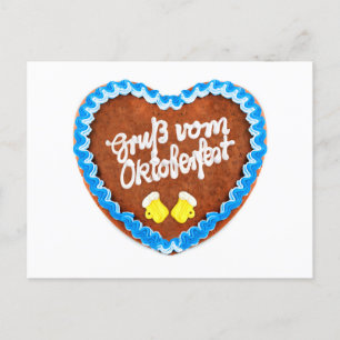 Cartão Postal Oktoberfest Lebkuchenherz. Munique.