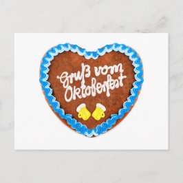 Cartão Postal Oktoberfest Lebkuchenherz. Munique.