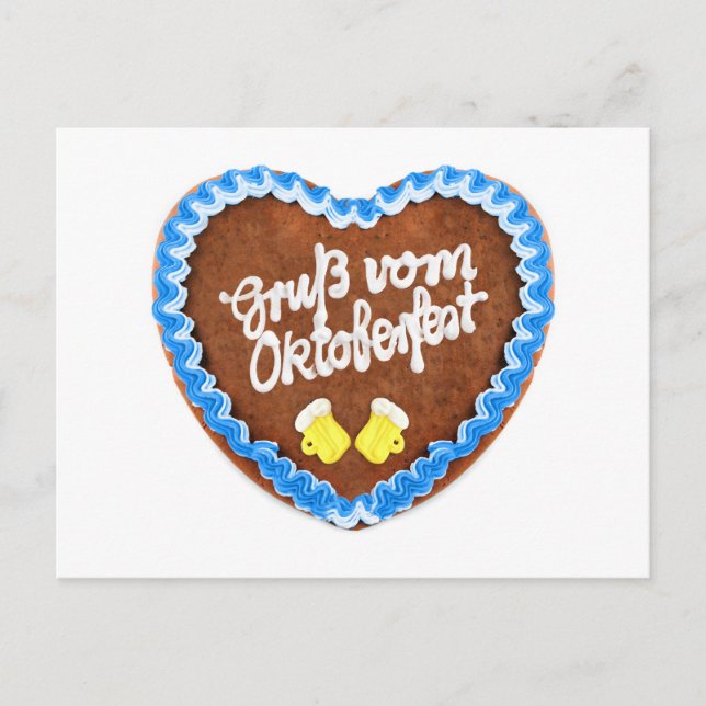 Cartão Postal Oktoberfest Lebkuchenherz. Munique. (Frente)