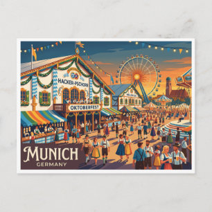 Cartão Postal Oktoberfest no Theresienwiese em Munique na Aleman
