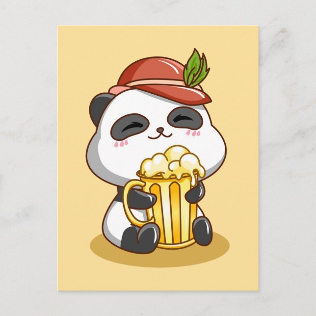 Cartão Postal Oktoberfest Panda Bear Beer Postcard (Frente)