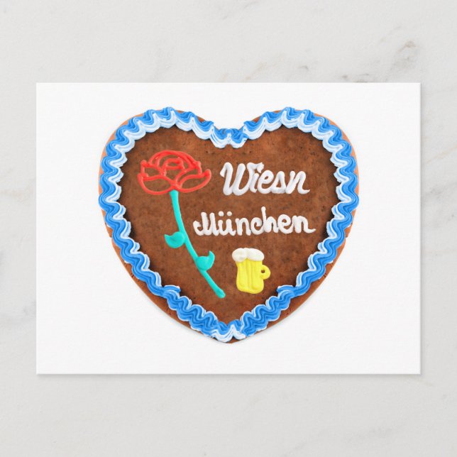 Cartão Postal Oktoberfest Wiens München mit Rosa und Bierglas (Frente)