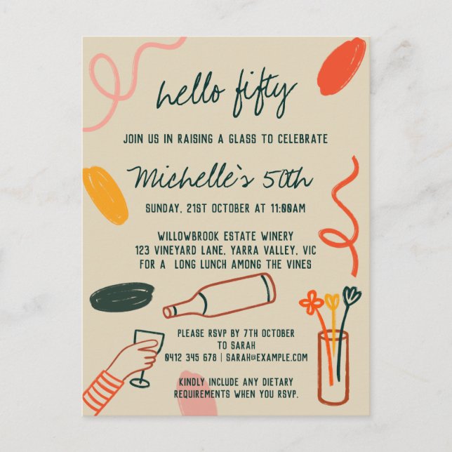 Cartão Postal Olá 50 Fifty 50º Almoço de Aniversário da Vinícola (Frente)